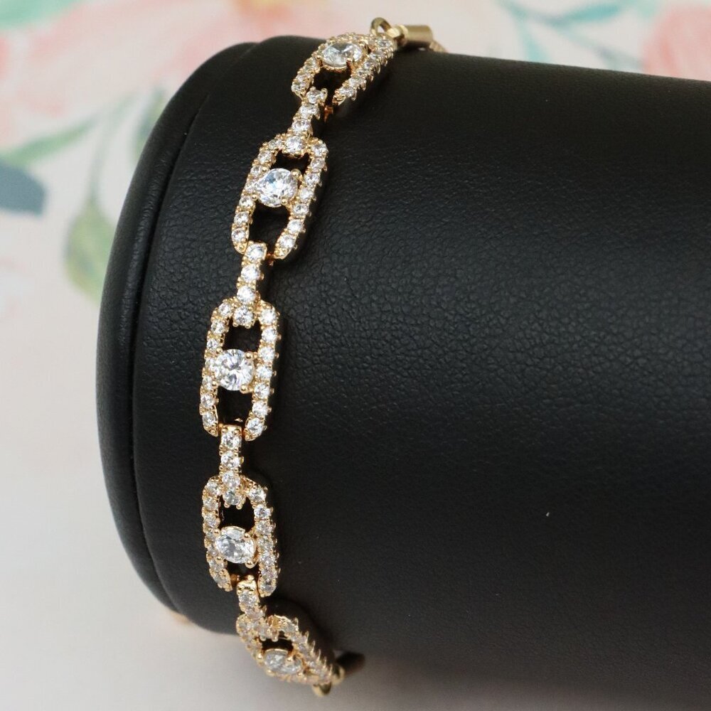 Elegant Rose Gold A-Bracelet with Sparkling CZ Stones, XPAB0720